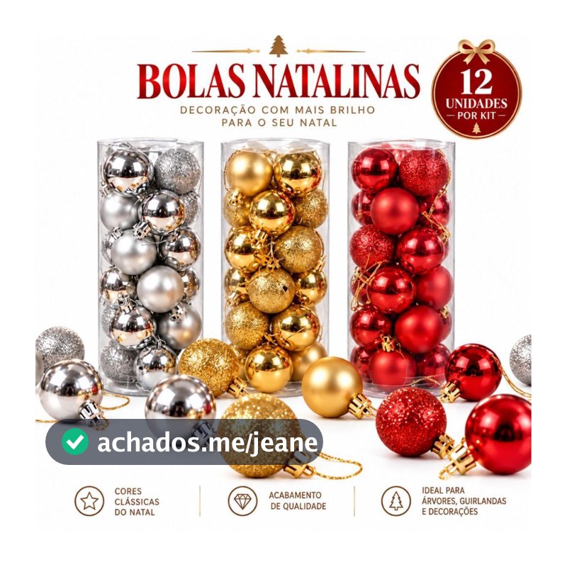 Kit Bolas de Natal 12/24/36 5Cm Enfeites Arvores Lisas Foscas Brilhantes Decoração