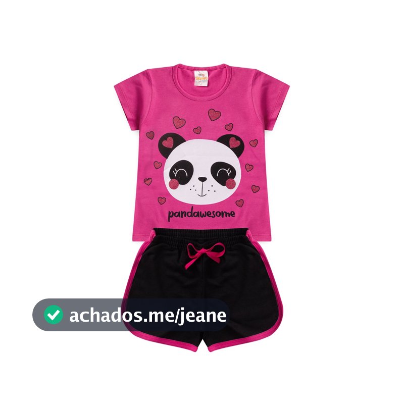 Conjunto Infantil Feminino Silk Panda Tam 1 ao 14 anos