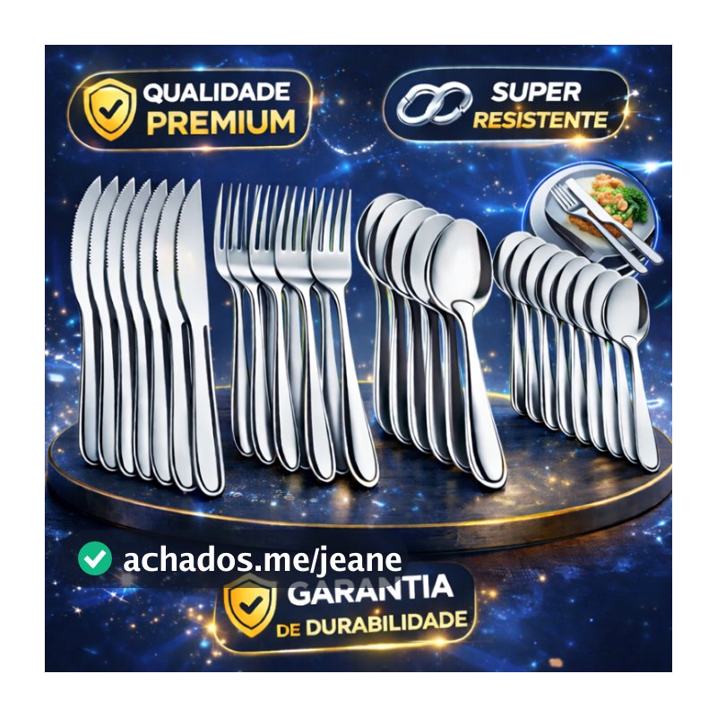 Jogo de Talheres 24/48 Peças Faqueiro Aço Inox Faca Garfo Colher de Mesa e Colheres de Sobremesa