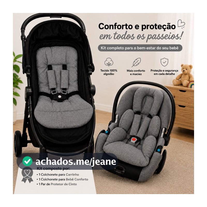Kit Colchonete 3 Peças Para Carrinho E Bebê Conforto Escolha A Sua Estampa