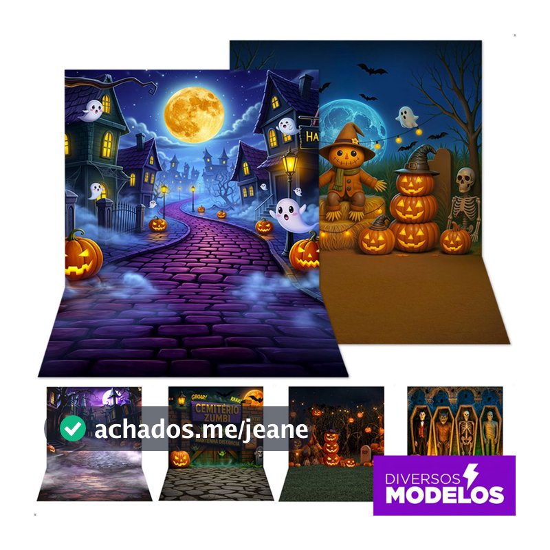 Fundo Fotográfico Halloween Decoração Dia das Bruxas Cenário para Foto Painel Festa Halloween Sublimado 1,20x1,70m
