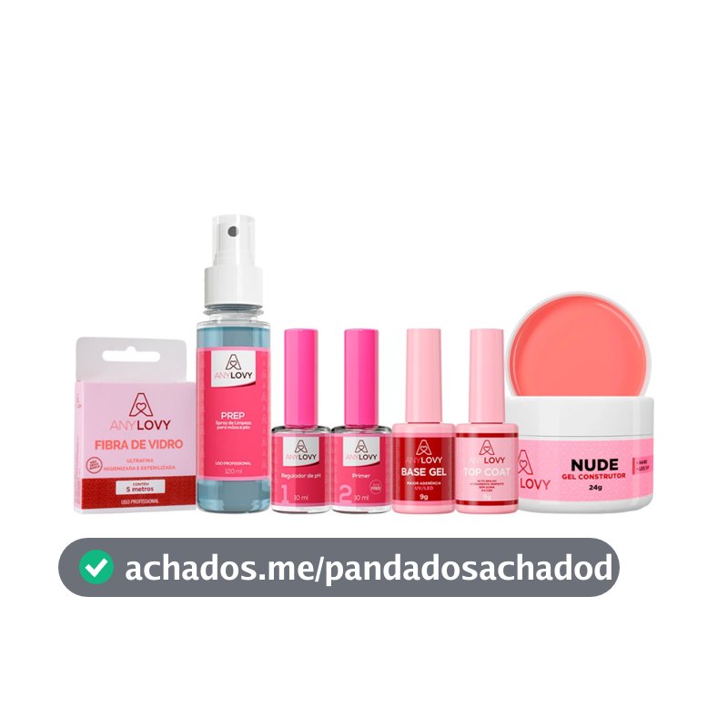 Kit Anylovy Gel Construtor 24g + Preparadores + Fibra De Vidro 5 Mts