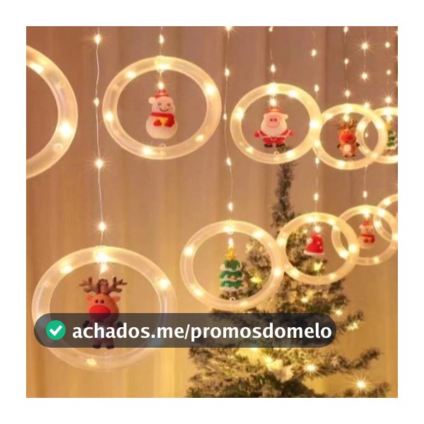 Cortina de Luz LED Cascata Pisca-Pisca Natal  Estrela, Papai Noel Decoração Festiva