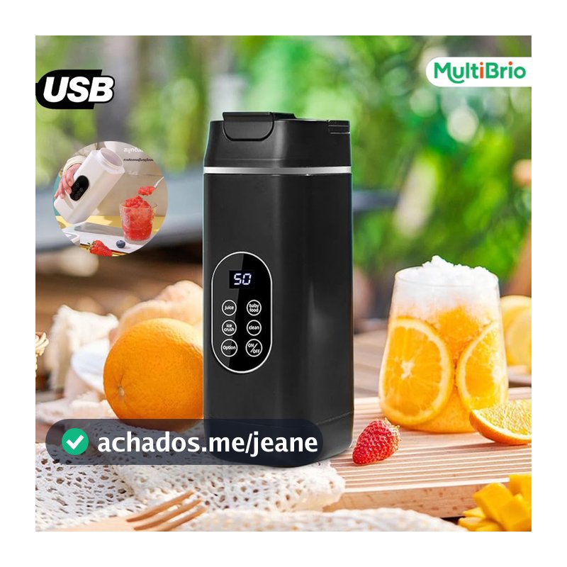 Liquidificador Portátil 12 Lâminas com Display Digital – Recarregável USB, 420ml, 50W
