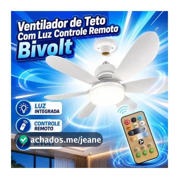 Ventilador de teto Com Luz 3 em 1 com  Controle Remoto Bivolt LED 110V-220V