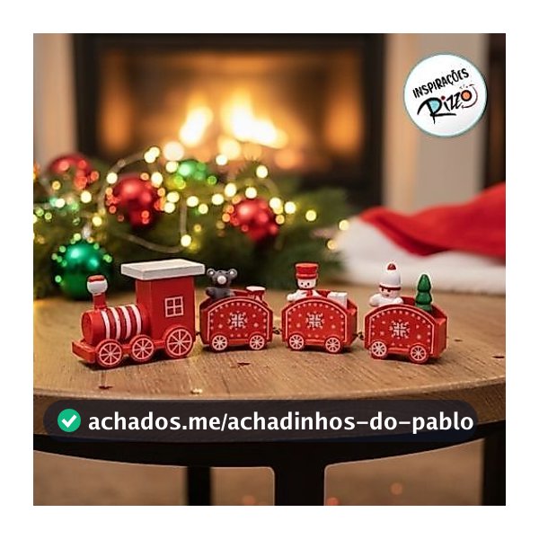 Enfeite Decorativo de Natal em Madeira - Trenzinho Vermelho - 19x4cm - 1 unidade - Rizzo