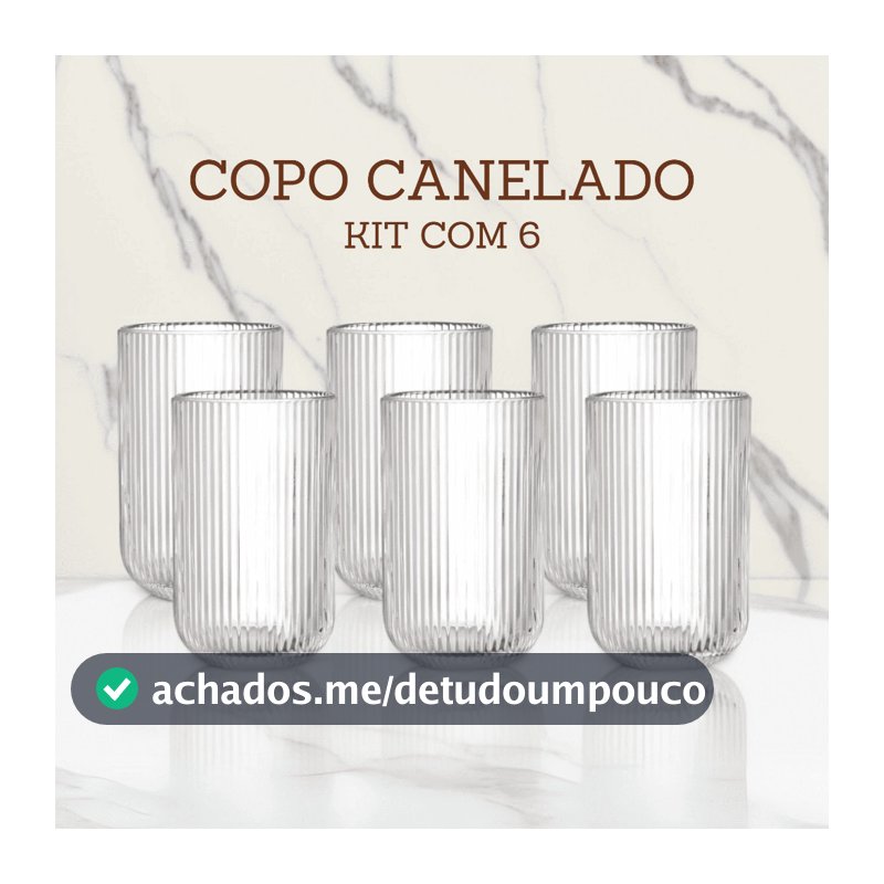 Jogo De Copos 6 Peças De Vidro Cameratta Canelado 420ml Suco Agua