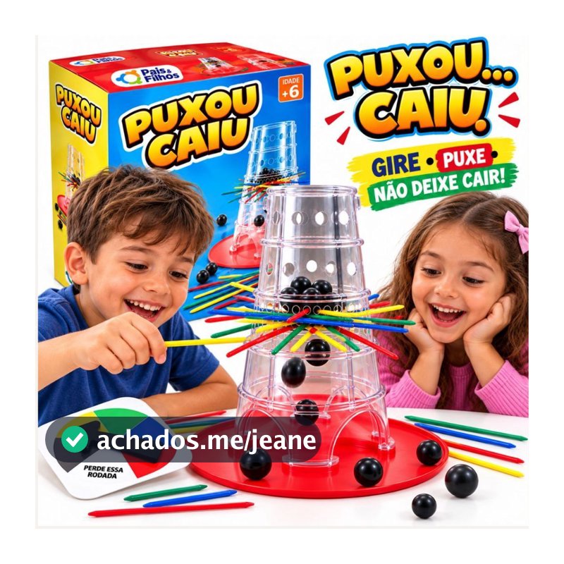 Jogo Pega Varetas Puxou Caiu Brinquedo Infantil Educativo de Habilidade e Equilíbrio com Roleta 31 Varetas+15 Bolinhas