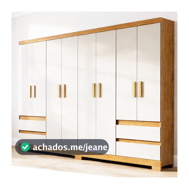 Guarda Roupas Casal Grande 8 Portas e 4 Gavetas Paris Com pés