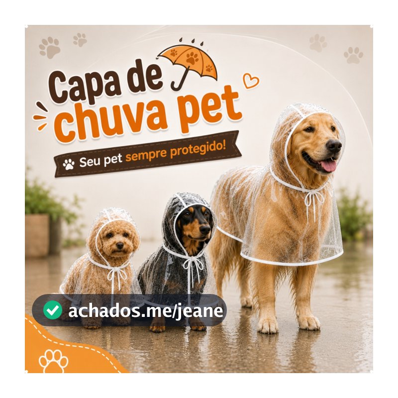 Capa De Chuva Impermeável Para Cão Cães Cachorro Porte Pequeno Médio Grande Abertura para Coleira