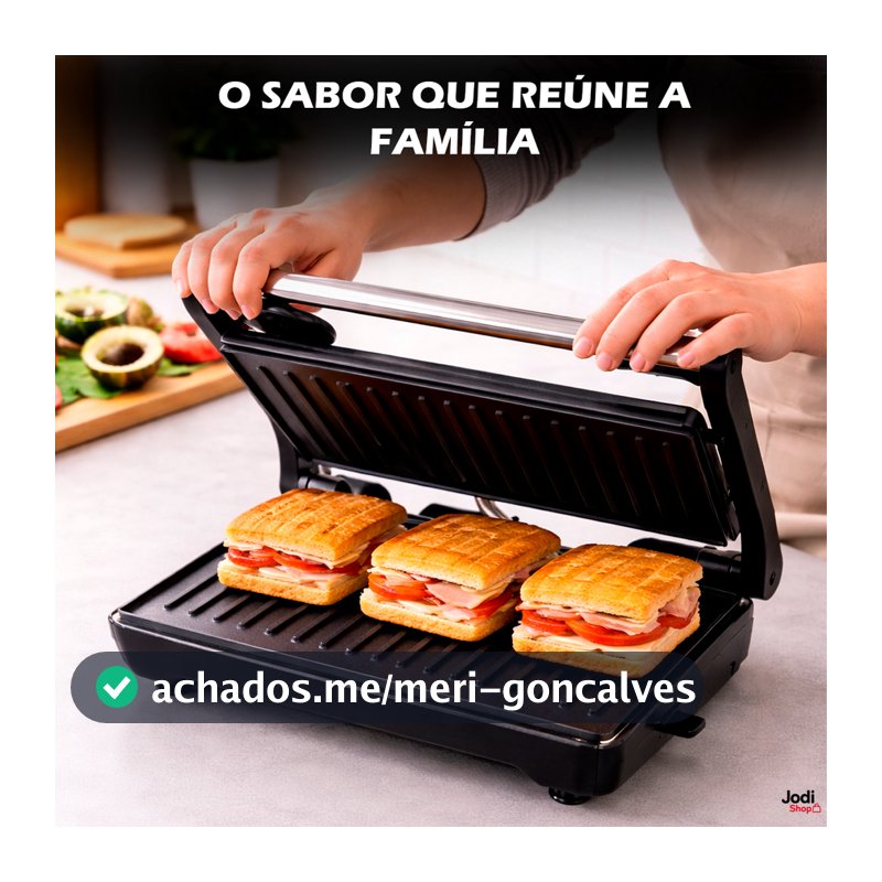 Mini Grill Grelha Sanduicheira Inox 750w Antiderrapante Alça Led Indicador