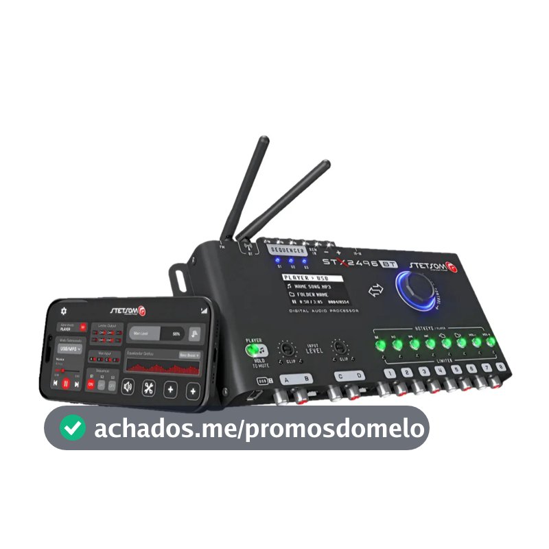 Processador Automotivo Stetsom STX 2496 BT DSP 8 Canais Bluetooth Controle de Ganho Crossover EQ