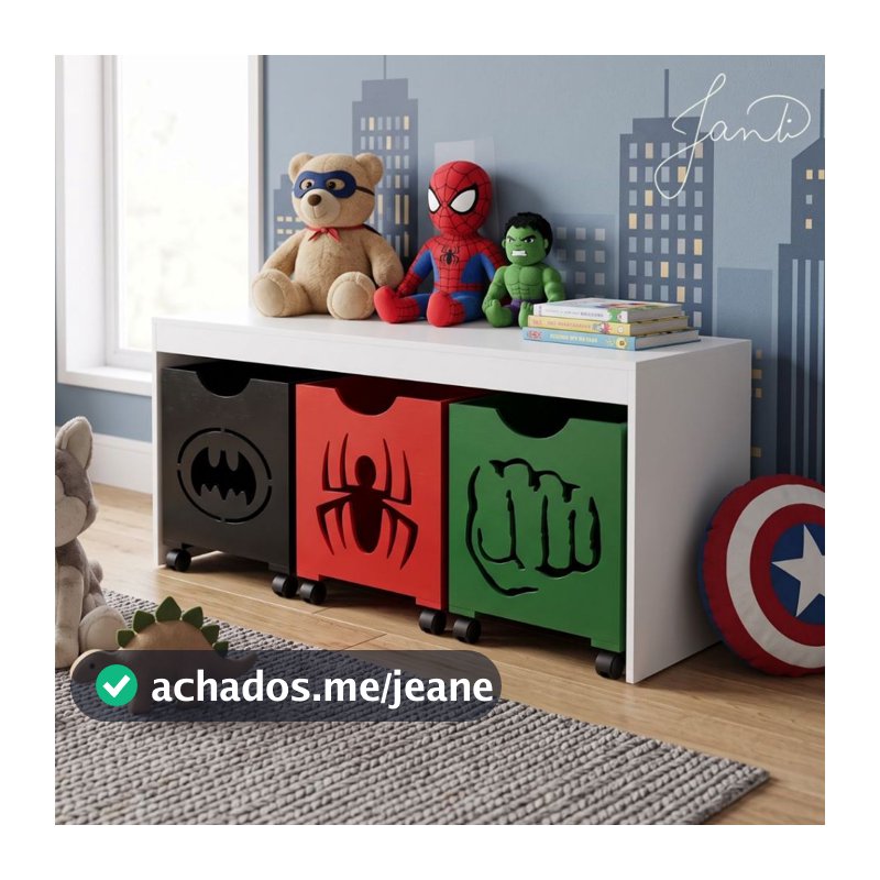 Bancada Infantil 3 Gavetas Herois Com Rodas