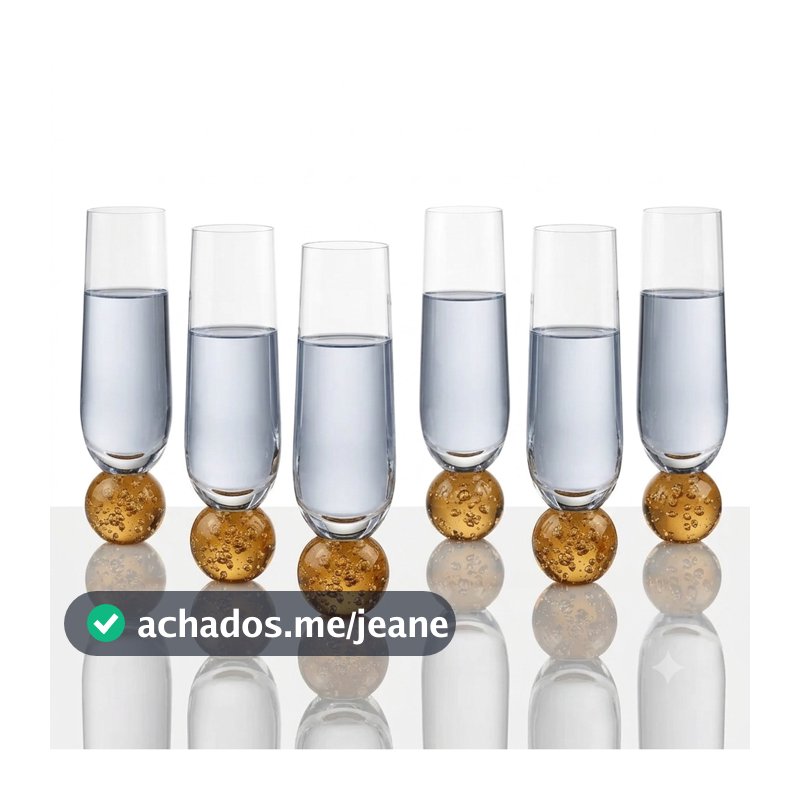 JOGO 6 TAÇAS 280ML CHAMPAGNE ESPUMANTE VIDRO BASE EM ESFERA BUBBLE ORBE MEL