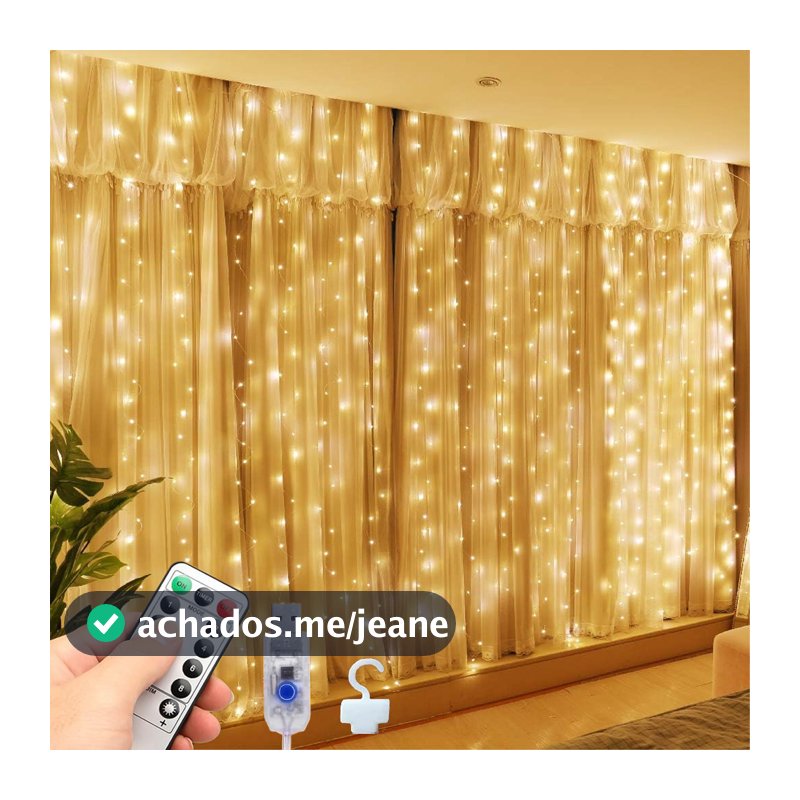 6x3M （3x3m） 600/300 LED cortina de luz com controle remoto 8 modos de iluminação corda de luz USB várias
