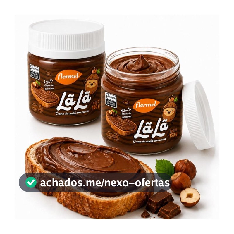 Kit 2 Creme de Avelã Lã Lã Zero Açúcar Sem Glúten Cacau Flormel 150 g Chocolate Saudável