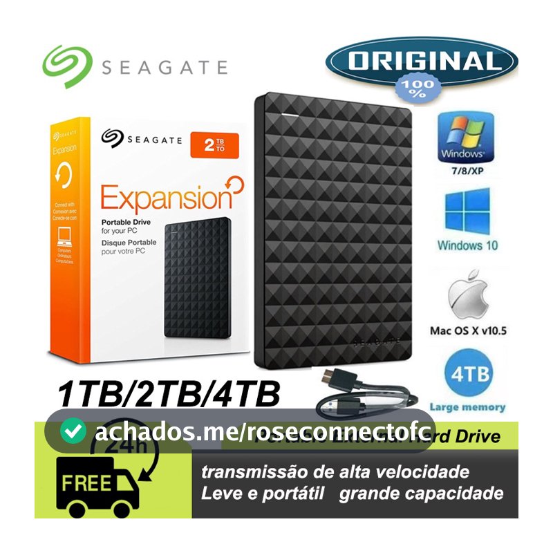 Seagate Original Hd Externo 1TB/2TB/4TB USB 3.0 Disco Rígido Móvel Portátil Para Computador
