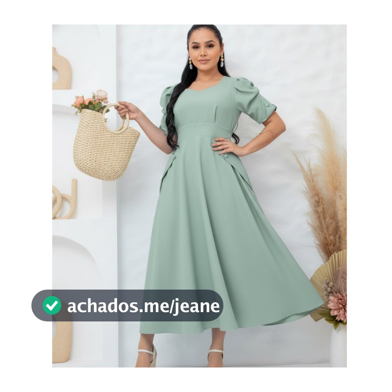 VESTIDO LUIS TWILL MODA EVANGELICA -MODA FEMININA, SAIA LONGA COM BOTÕES FORRADOS E MANGA BUFANTE TENDENCIA, MODA VERÃO