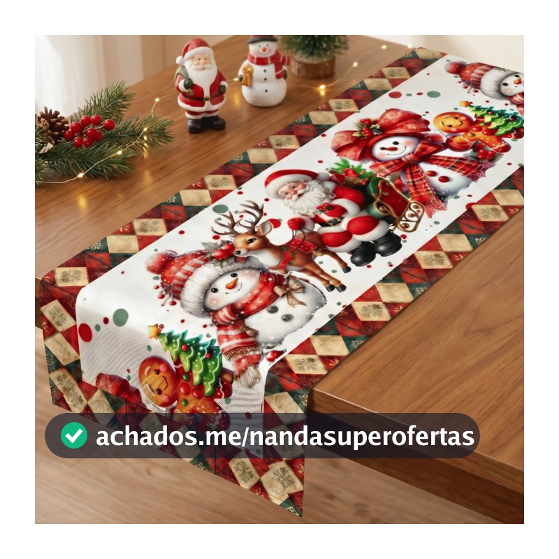 Caminho de Mesa 1,30x50 Decoração P/ Natal Mesa Posta Decoração Natalina Cozinha Sala Enfeite Natal