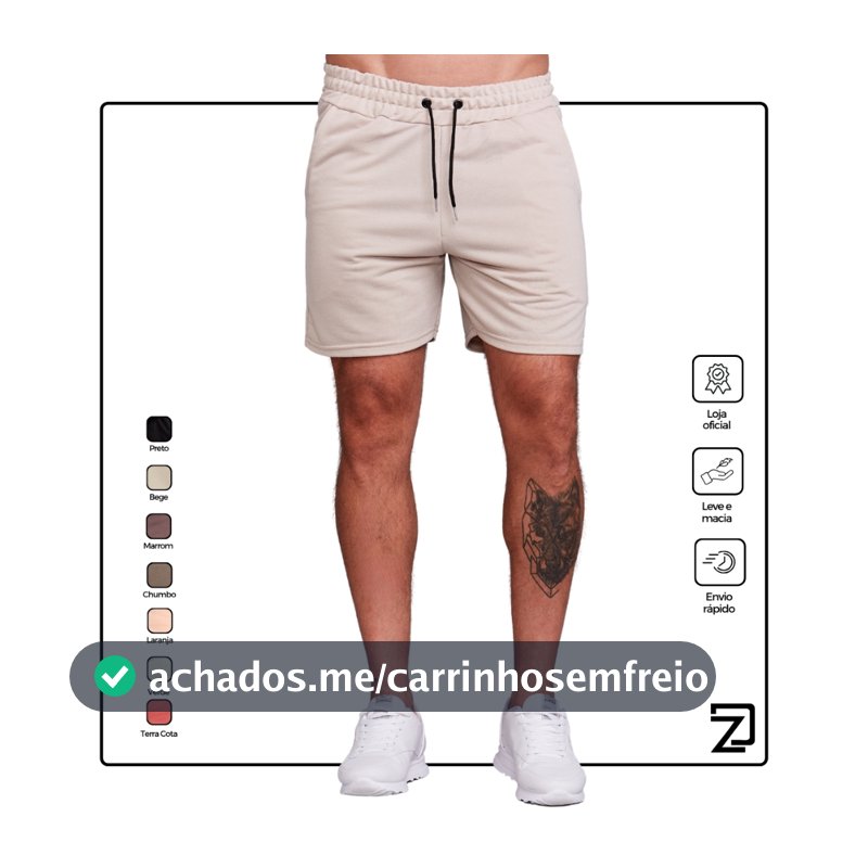 Bermuda Short Masculina Moletinho Casual Adulto