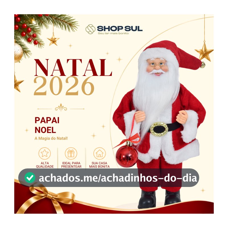 Papai Noel Decorativo em Tecido 30cm Decoração de Natal Shopsul