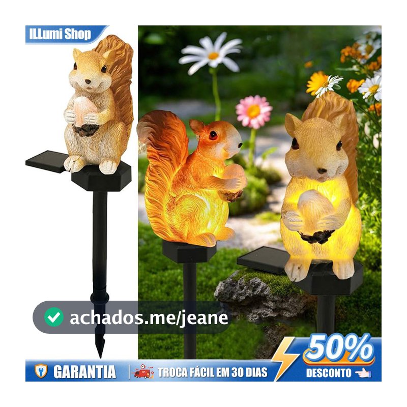 Esquilo Luminária Led Solar Para Jardim À Prova D'Água Decoração Externa
