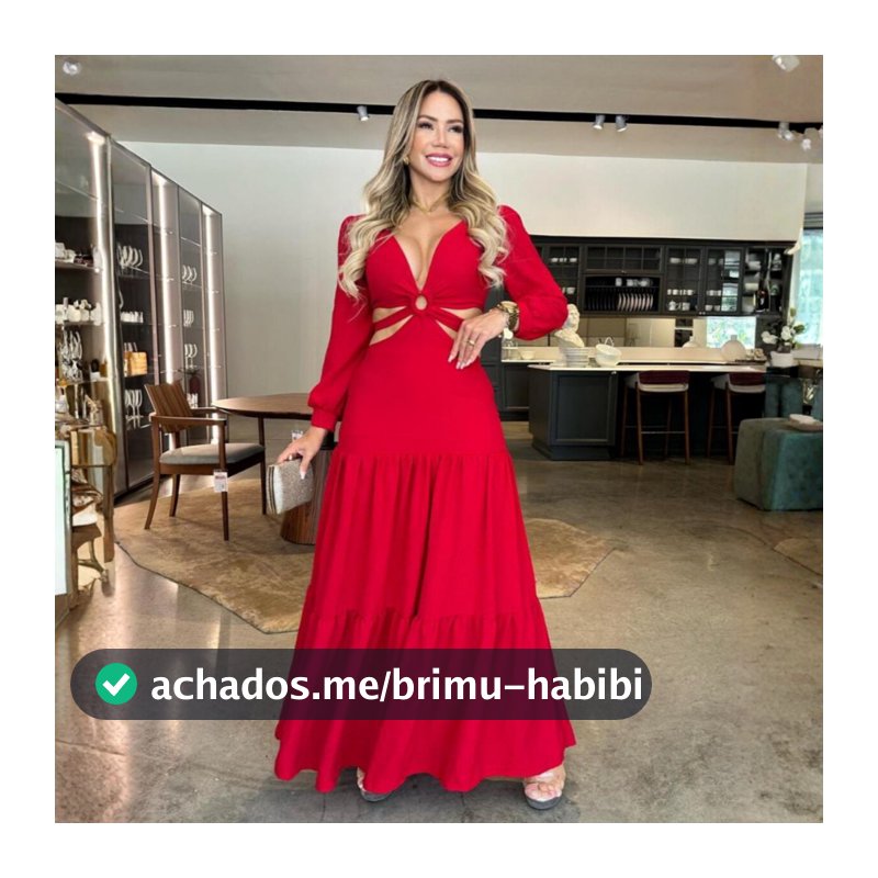 Vestido Feminino Manga Longa Decote Em V Tecido Premium Longo Confortável Elegante