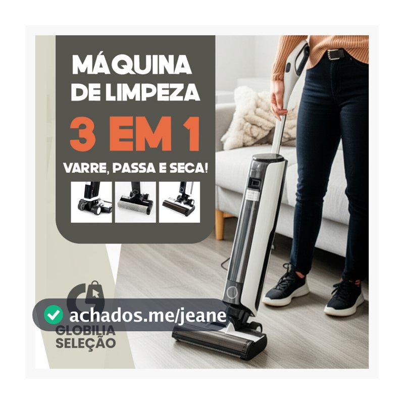 Máquina de limpeza 3 em 1 aspirar, lavar e secar Bivolt motor de tração bateria extra grande inclui balde de autolimpeza