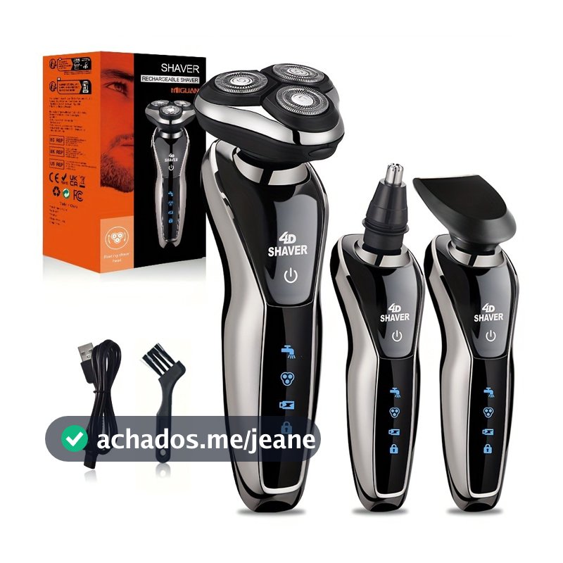 Barbeador Elétrico Masculino , Aparador De Pêlos Do Nariz 3 Em 1 , Navalha Portátil Recarregável USB Com Lâmina Flutuant