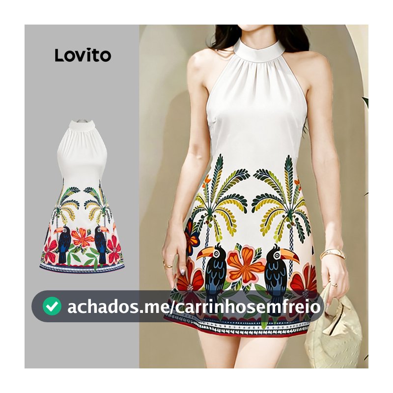 Lovito Vestido Boho com Laço Estilo Resort Vestido Primavera/verão para mulheres L183AD194