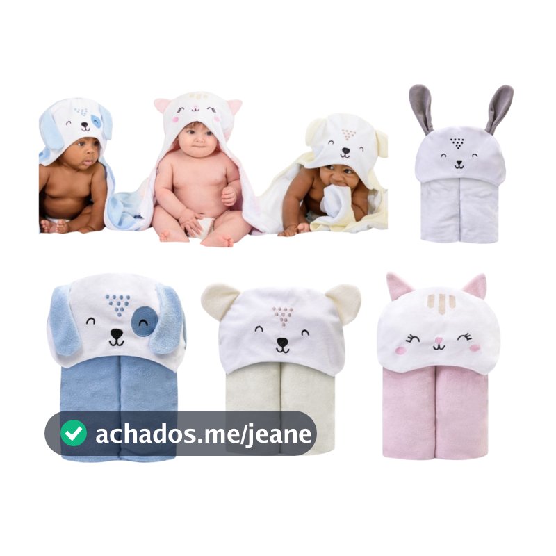 Toalha De Banho infantil Bebê criança Atoalhada Forrada Com Capuz Mami Bichuus 90x80cm