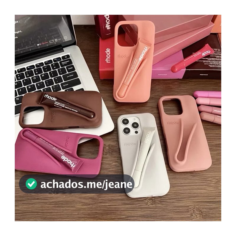 Capa De Telefone + Batom Silicone Para iPhone 11 12 13 14 15 16 Pro Max