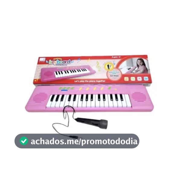 Teclado Piano Infantil Com Microfone Rosa