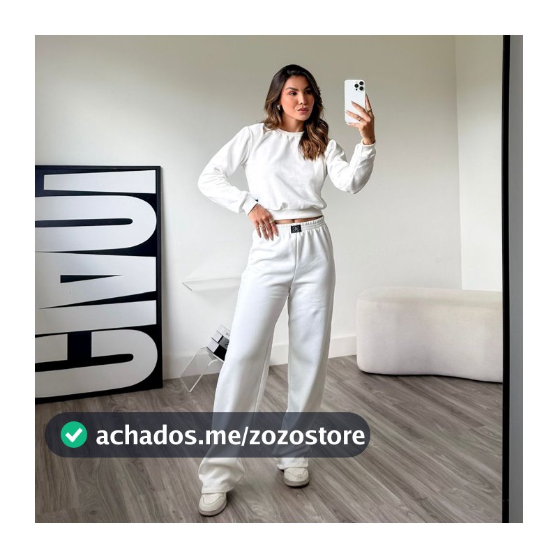 Conjunto Moletom Feminino Blusa manga longa Flanelado liso  cropped+ calça pantalona conjunto feminino de frio
