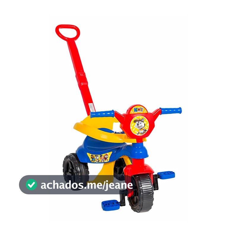 Triciclo Motoca Infantil Com Haste Removível Pedal Proteção Kemotoca Patrulha - Kendy