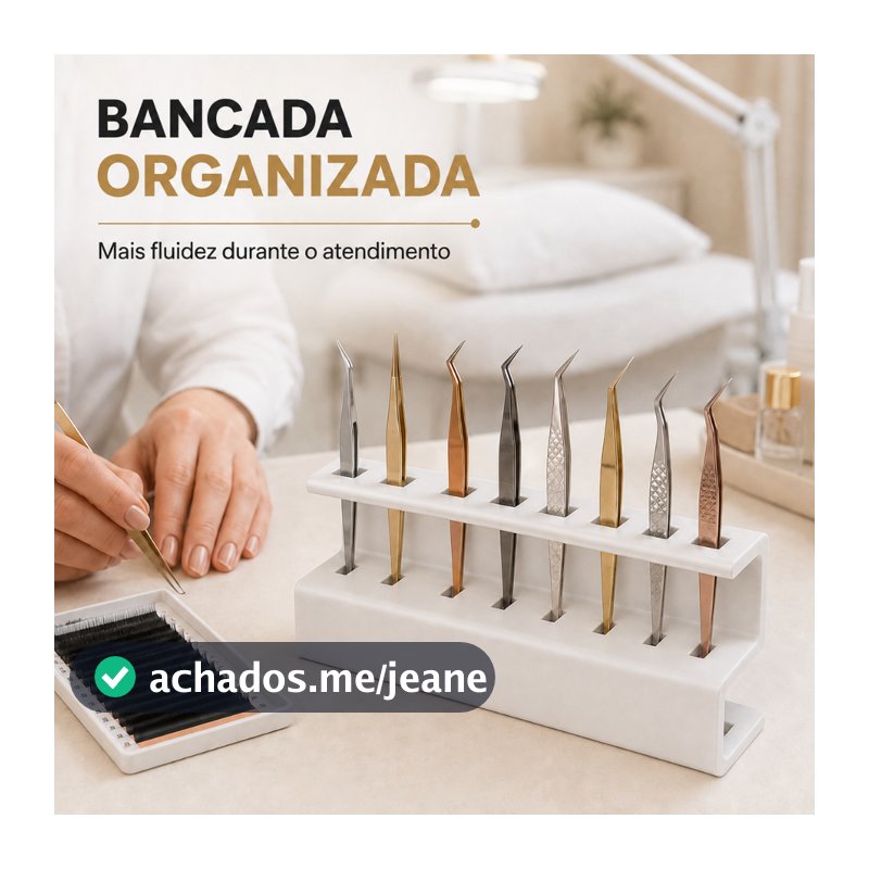 Porta Pinças para Extensão de Cílios 8 Espaços Organizador de Bancada Lash Designer
