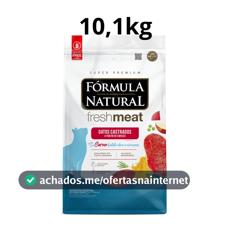 Ração Gato Castrado Fórmula Natural Fresh Meat Sabor Carne 10,1Kg