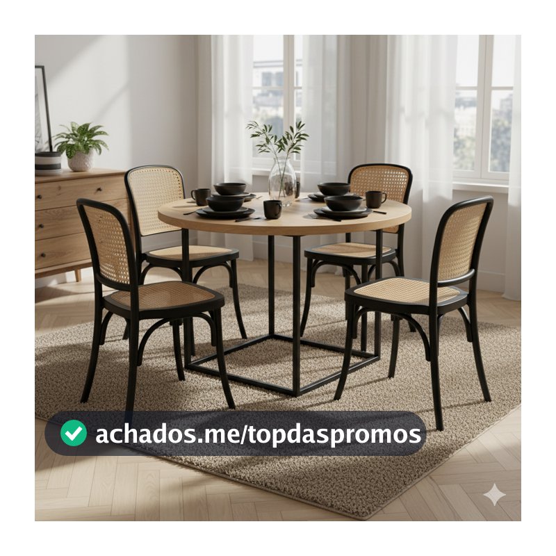 Kit 4 Cadeiras Amis Assento Rattan Polipropileno Sala de Jantar Empilhável