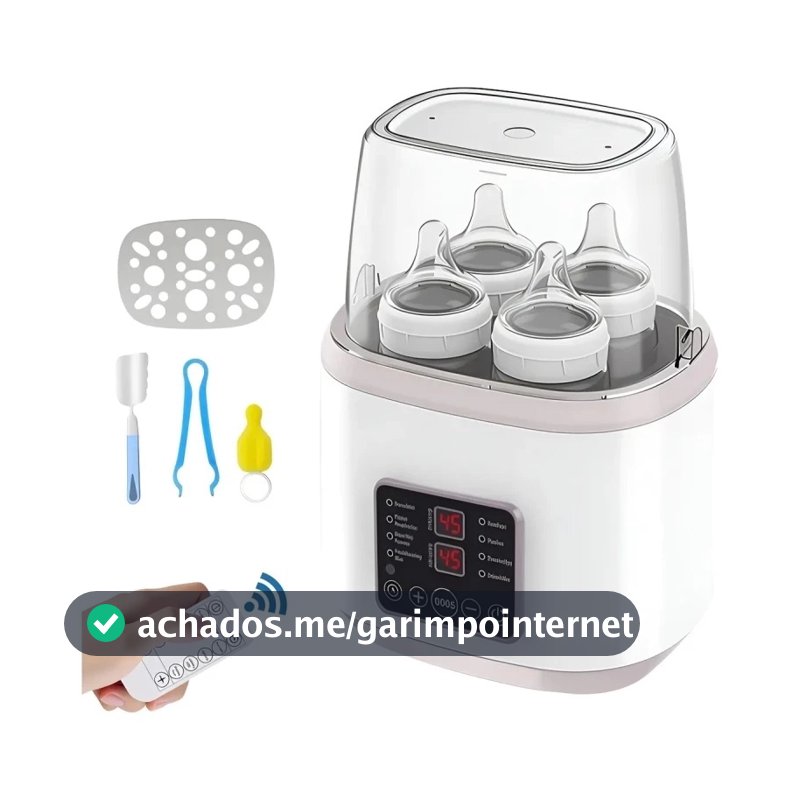 Esterilizador De Mamadeira Aquecedor Leite Bebê 4 Garrafa Com Para Mamadeiras Mamadeira, Papinha e 110V E Tem capacidade
