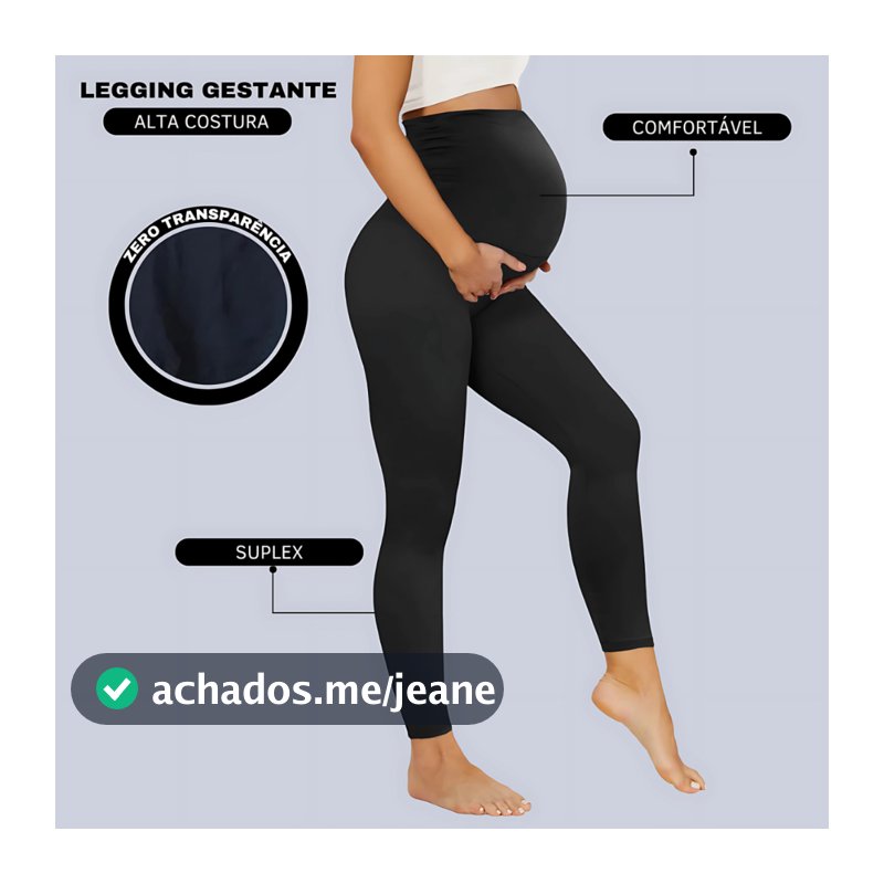 Calca Legging Para Gestante Gravida Maternidade Modelo Sem Transparência barriga cós alto