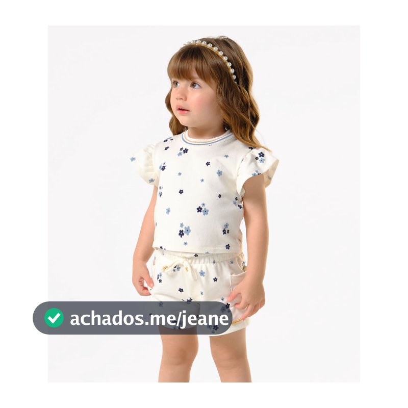 Conjunto Menina Blusa Com Shorts Trick Nick Bege