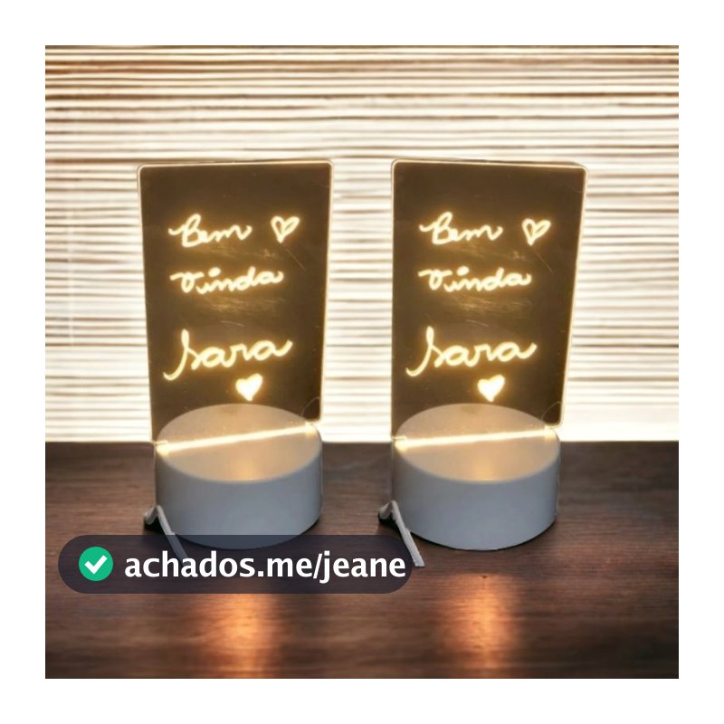Luminária de Mesa Led 3D com Tela para Escrever Abajur Luminárias Lousa Mensagens Presente dia dos namorados mae