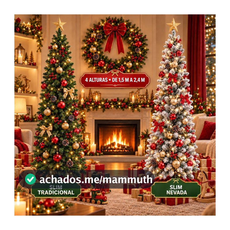 Árvore Natal Slim 240cm 900 Galhos Pinheiro Tradicional/Nevada Luxo Decoração 1.5m/1.8m/2.1m LuvinCo