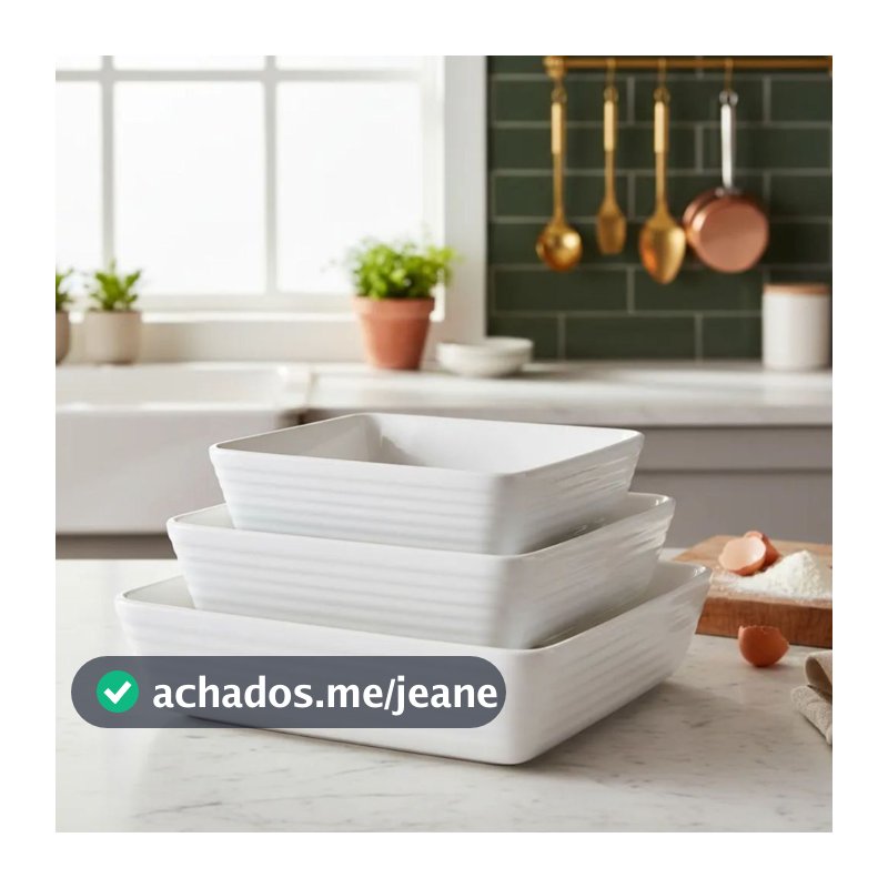 Travessa Assadeira Refrataria de Porcelana Branca 3un Linea Lyor