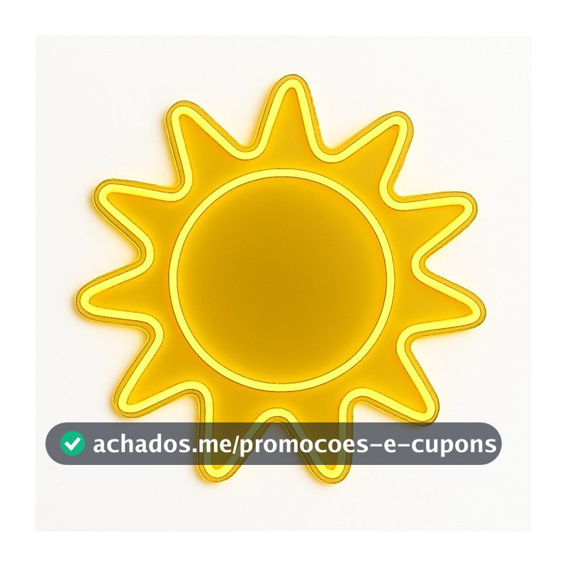 Painel Neon Sol De Madeira Com Iluminação Led Decorativa Sol De Mdf Com Luz Led Decorativa Amarelo.