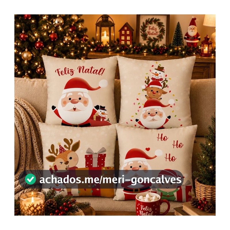 CAPAS NATALINAS Kit com 4 Capas para Almofadas Decorativas 45X45 Direto de Fabrica