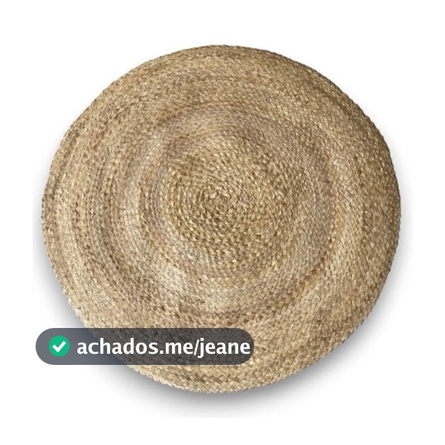 Tapete Redondo Sianinha 1,20m Palha Carnaúba Artesanal Boho Decoração Elegante Sala Quarto Natal