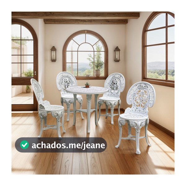 Conjunto Mesa 4 Cadeiras Colonial Plastico Confortável Festa