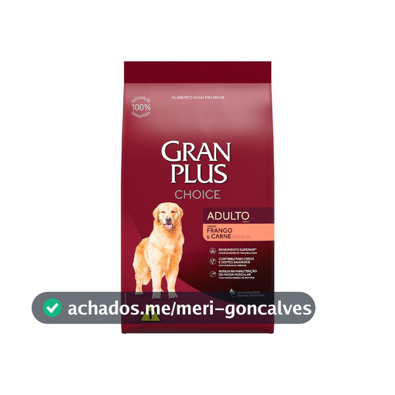 Ração GranPlus Choice Cão Adulto Frango Carne 10,1Kg