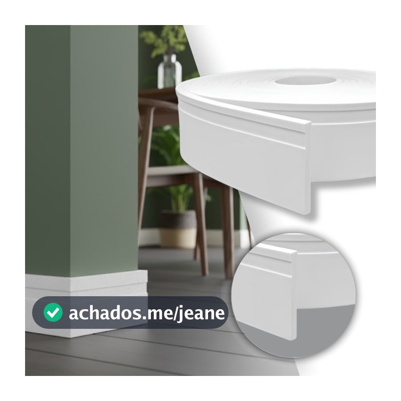 Rodapé Eva Frisado Autocolante Flexível Branco 5mx7cm À Prova D’Água Moldura Parede Decorativa